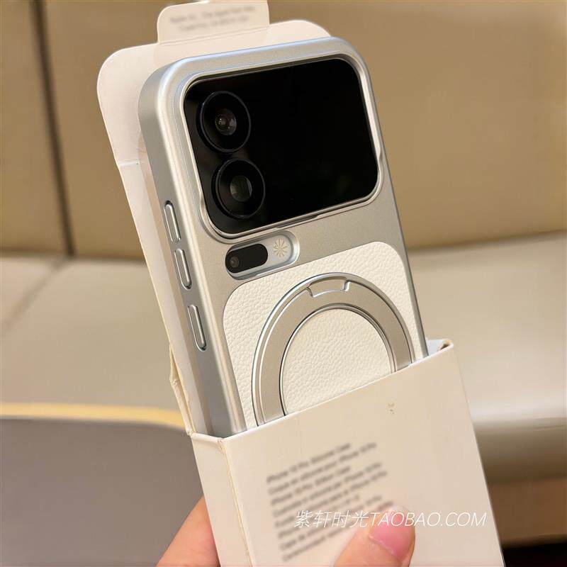 白月光360磁吸支点壳适用华为Nova15pro手机壳Pura80带一体支架mate80/60pro+磁吸充电mate70air素皮荔枝纹