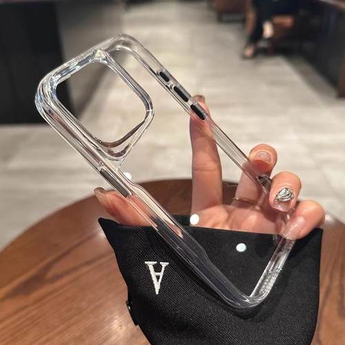 刀锋小蛮腰高透亚克力硬壳适用苹果15手机壳13外壳14大孔12promax高级感11proxs套XR透明SE硅胶7防摔8p