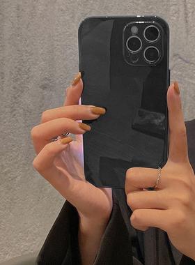 纯黑色适用红米Note10/11TPro+手机壳果冻Note9/8亮面男款7软全包