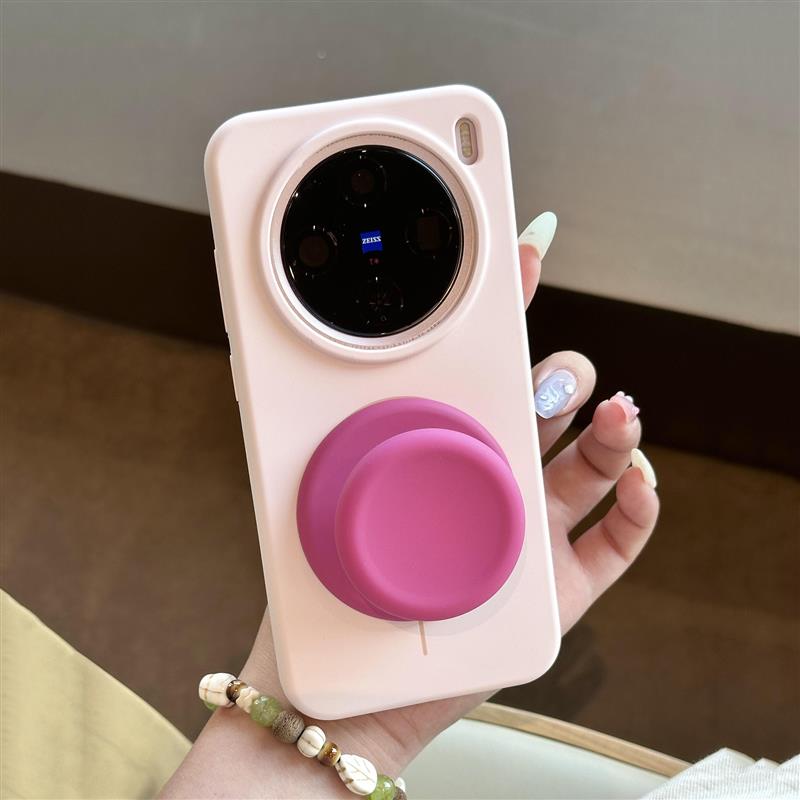 敲可爱奶呼呼支架软糯真液态硅胶磁吸充电适用vivoX200s手机壳肤感OPPOFindx8Ultra不会黄x8s女x200Promini潮