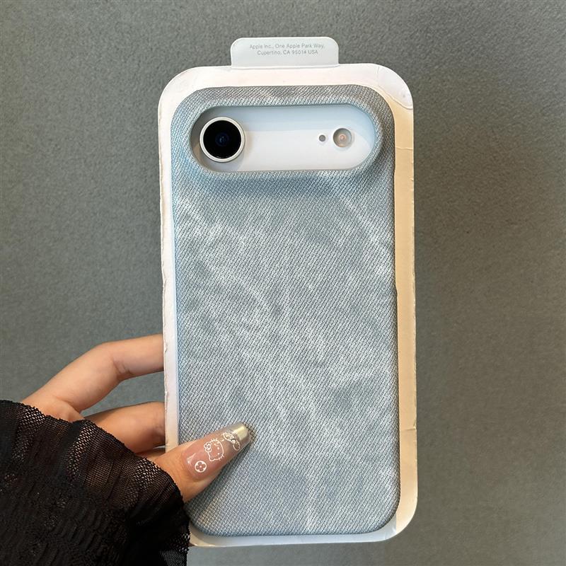 港风复古牛仔纹布料防滑适用苹果Air手机壳iPhone17promax半包硬16/15plus个性14/13潮男女12大孔散热pro小众
