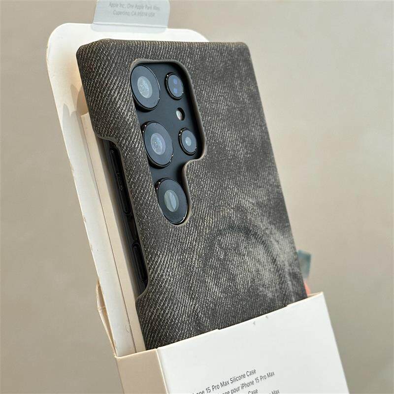 潮款复古深灰色牛仔纹适用三星S25Ultra手机壳半包防摔保护套s24u