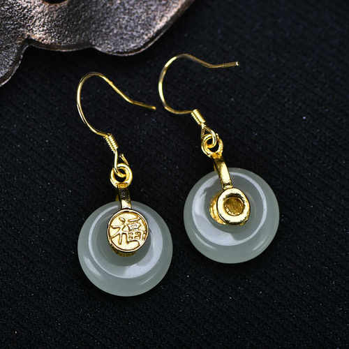 高级感甜甜圈福字挂钩耳环防过敏