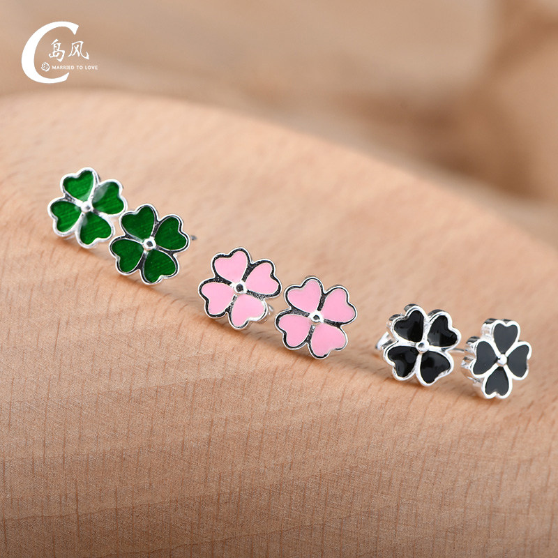 潮款时尚风粉绿防过敏养耳朵足银