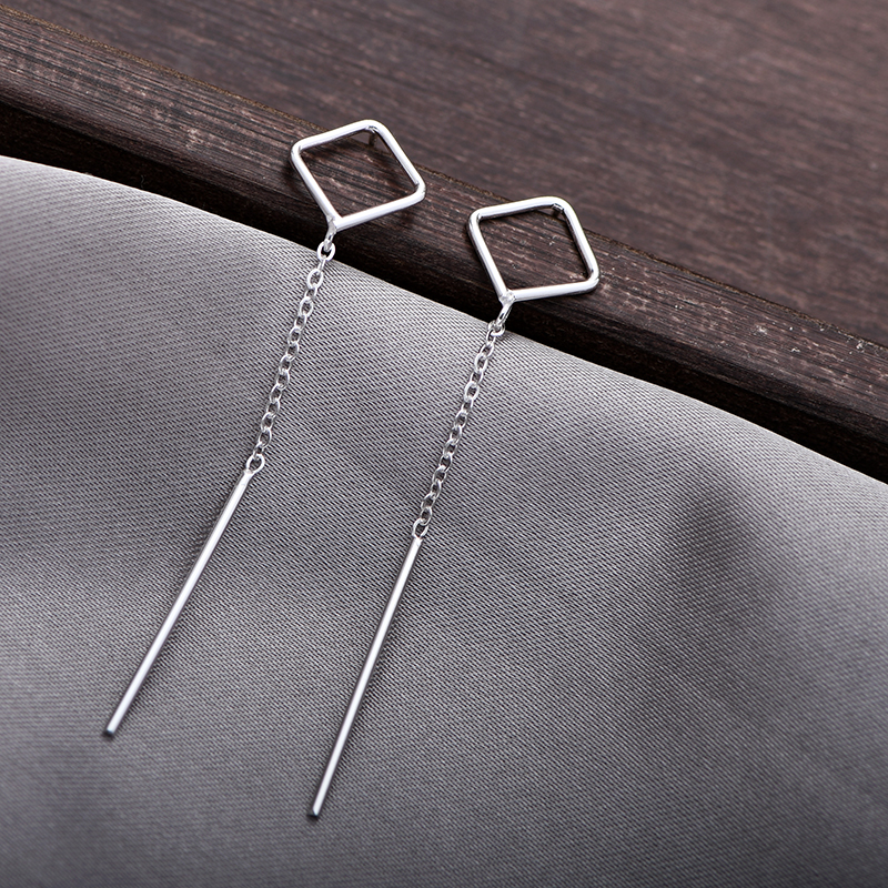 999纯银ab菱形耳环时尚简约别致