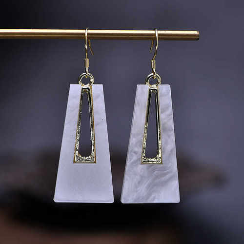 气质夸张99银针梯形欧美几何耳饰