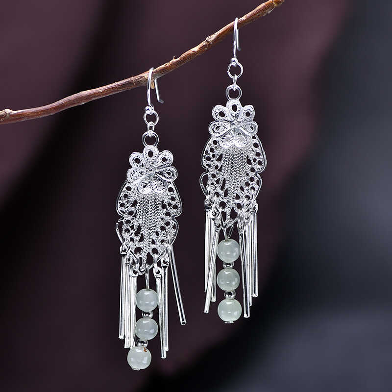 民族风新中式流苏纯银汉服耳饰