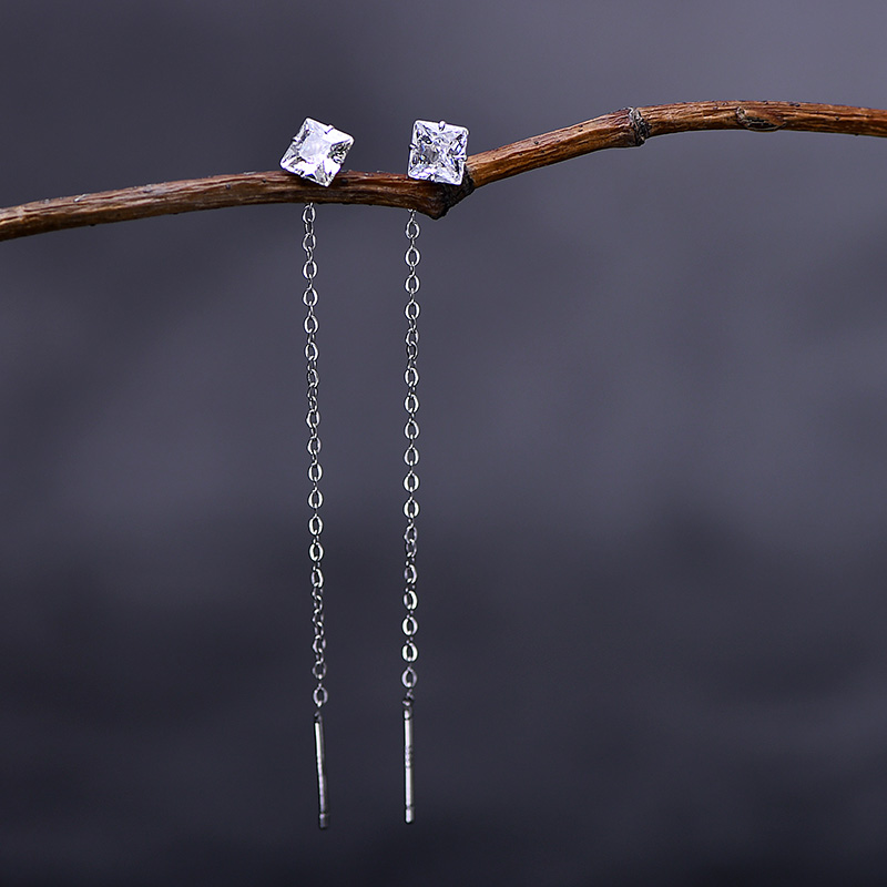 999纯银耳钉耳线小巧短款蝴蝶结水滴防过敏耳夹小巧百搭日韩学生