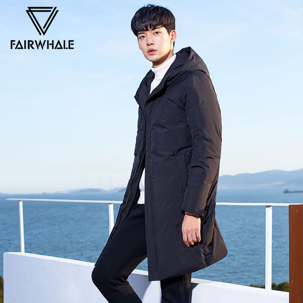 高充绒量 17年冬季新款 马克华菲 Mark Fairwhale 长款连帽男式羽绒服 优惠券折后￥558包邮（￥658-100）