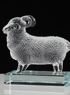 水晶生肖羊三羊开泰家居饰品