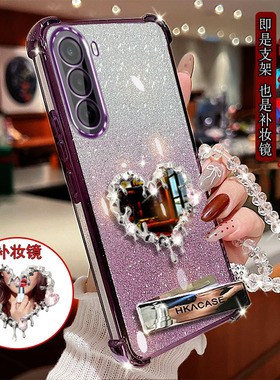 适用于一加turbo6x手机壳PYS110镶钻水滴爱心镜子带隐形支架6xpro四角防摔PYR110套镜头全包网红女款时尚奢华