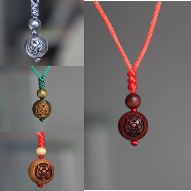 木雕老虎超小吊坠绿檀木红木黑檀