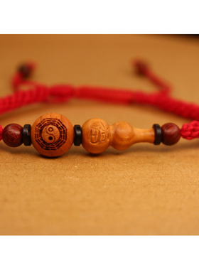 桃木葫芦手链手串红绳子本命年手串民族风情侣十二生肖平安
