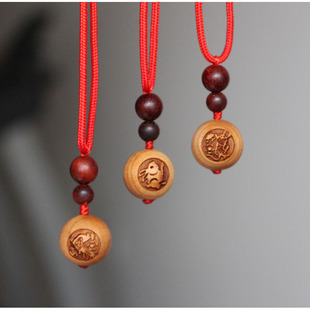 野生老桃木雕刻简约十二生肖小吊坠属相项链虎年挂件鼠牛虎兔龙马