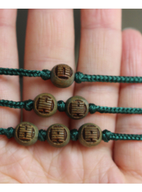 绿檀木绿色绳子手链吊坠风雷益