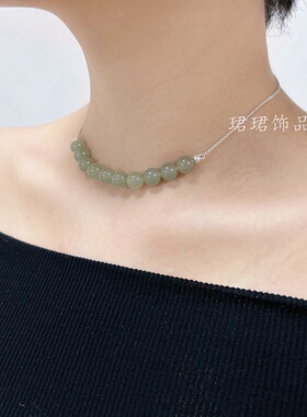 天然和田玉女简单项链原创