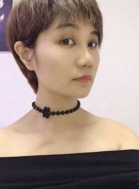 玛瑙花朵遮疤痕甲状腺脖颈项链