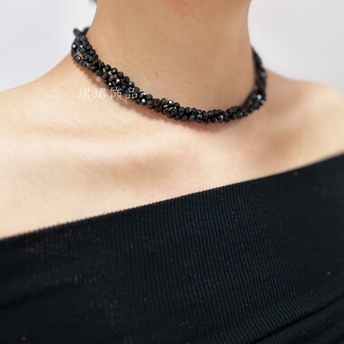 黑尖晶石锁骨女夏季遮疤痕