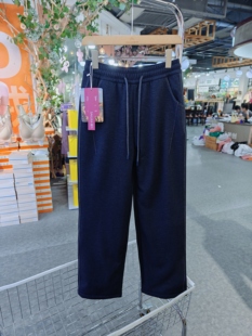 中厚女士高腰休闲裤 羽珞樱花裤 25020秋冬一体绒丹宁蓝牛仔直筒裤