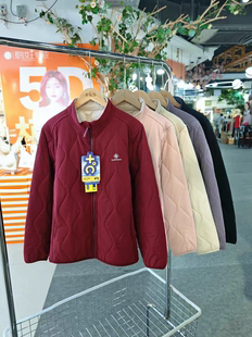 2025冬款 女三防格子立领绵羊毛加厚棉服外套保暖棉衣2508