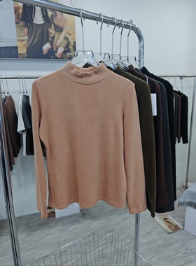 25年10分V秋冬新女士双面绒半高领打底衫长袖修身显瘦上衣C721