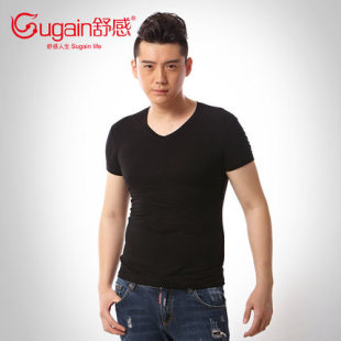 V领莫代尔T恤 男女士纯色圆领 短袖 背心 26327 正品 26326 舒感夏款