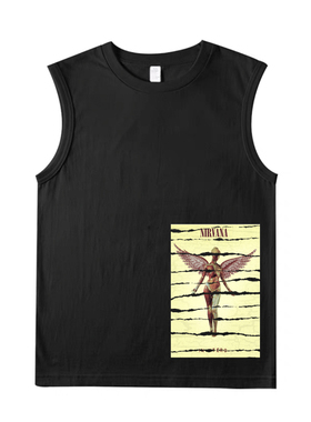 nirvana 涅槃 柯本 punk破坏刀割 朋克乐纯棉无袖坎肩背心T恤