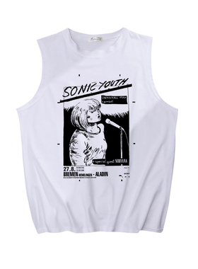 sonic youth唱歌小孩plus nirvana朋克摇滚音乐文艺宽松无袖背心t