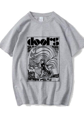 jimi hendrix the doors 大门乐队 吉他摇滚音乐短袖宽松圆领T恤