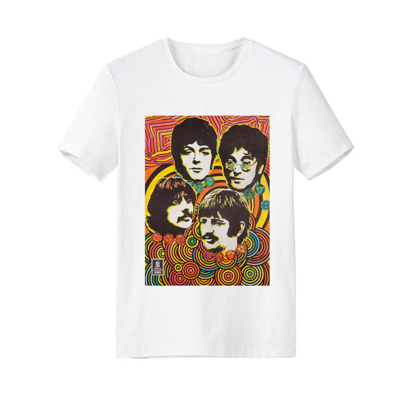 迷幻老摇滚喷绘透气男女披头士