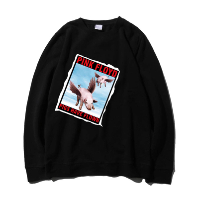 pink floyd平克弗洛伊德艺术摇滚飞猪讽刺 贴布印花加绒加厚卫衣