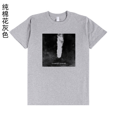 cigarettes after sex 黑白油墨透气印花男女纯棉T体恤衫T shirt