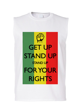 get up stand up for your right 鲍勃马利雷鬼摇滚复古背心t