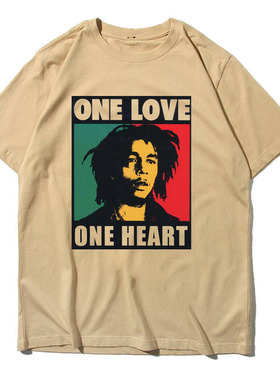 get up stand up bob marley经典雷鬼T恤男女宽松纯棉摇滚风