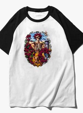 grateful dead 感恩而死列侬 迷幻嬉皮摇滚短袖T恤