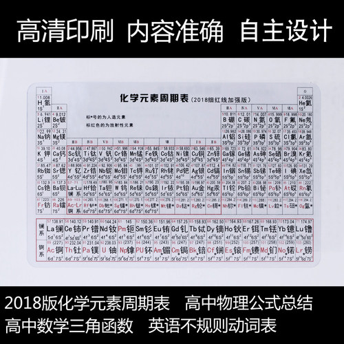 透明物理公式卡化学元素周期表