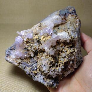 江西天然紫水晶原石方铅矿石英晶体矿标矿物晶体L79摆件地质教学