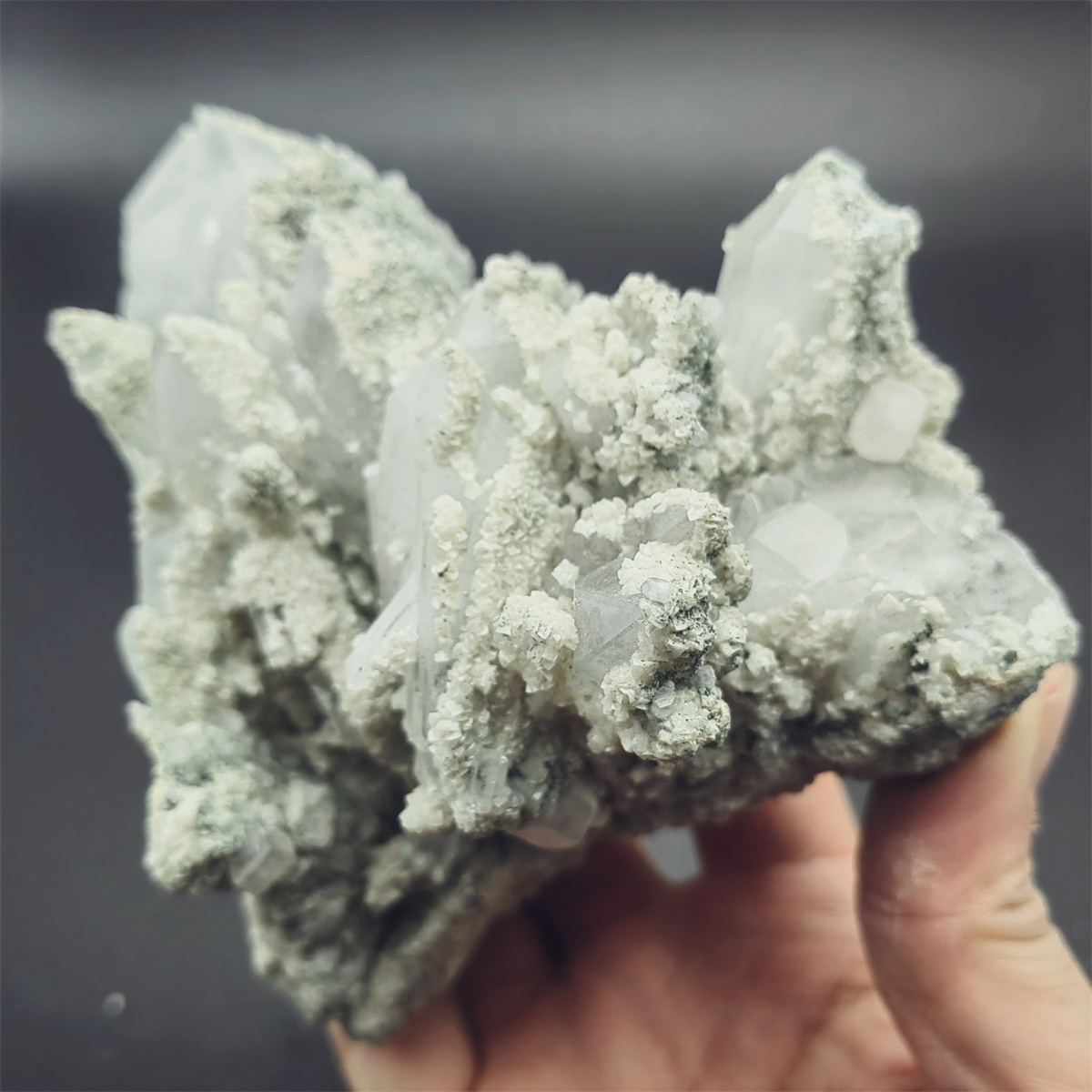 L130天然白水晶原石白云石晶簇晶体矿标矿物晶体摆件收藏