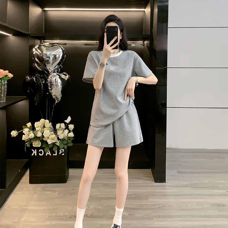 高级感灰色时尚休闲套装女夏新款