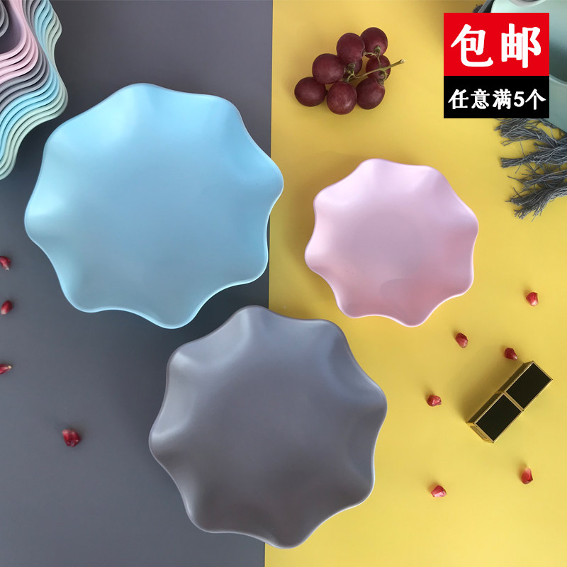 餐饭桌吐骨头鱼刺垃圾渣盘儿童家用ktv干果壳碟密胺零食水果花盘