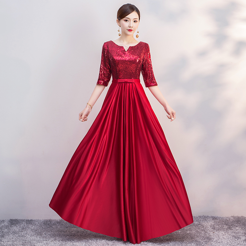 晚礼服女2021新款高贵长款敬酒服大合唱团演出服主持人宴会礼服裙|ruв категории Женская одежда, Cвадебные платья, платье/вечернее платье - от Buy2taobao.com для оказания профессиональной услуги покупки агента Taobao