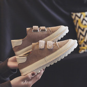 ins超火板鞋 百搭一脚蹬懒人鞋 潮 女港风复古学生韩版 魔术贴帆布鞋