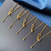 45厘米针式 万能链盒子链银项链穿珠链女18K金可调节锁骨项链