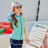 防晒女生速干保暖中大童青少年游泳衣 长裤 新款 儿童泳衣分体长袖