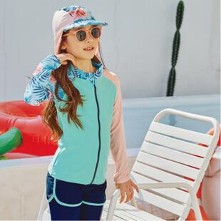 防晒女生速干保暖中大童青少年游泳衣 长裤 新款 儿童泳衣分体长袖