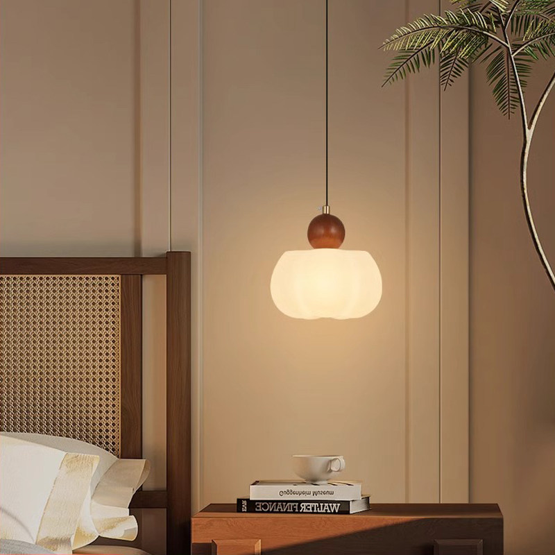 中古风卧室床头吊灯创意个性新款棉花客厅背景墙灯具装饰小吊线灯