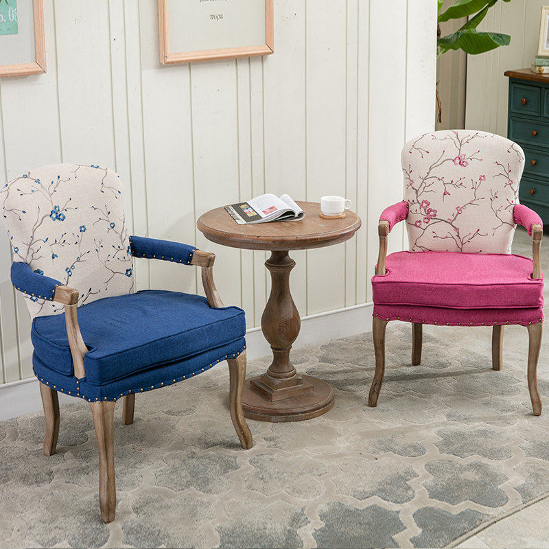 美式休闲沙发椅实木书房椅北欧简约现代扶手电脑椅酒店咖啡厅餐椅