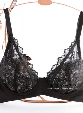 C217韩国黑色蕾丝定型透气模杯上薄下厚上托薄款无钢圈文胸细肩带