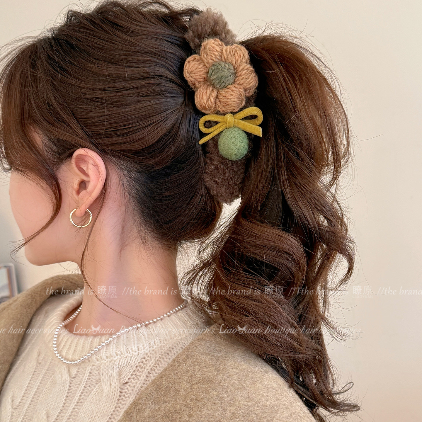 森系清新毛线花朵发夹女气质高马尾香蕉夹高级感发夹百搭头饰发饰,饰品/流行首饰/时尚饰品新,发饰,淘宝优惠券,粉丝福利购,淘宝优惠卷