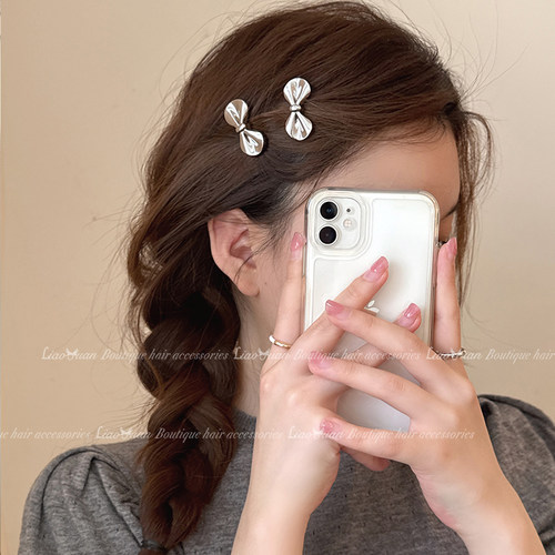 韩系千金~2个精致金属蝴蝶结发卡